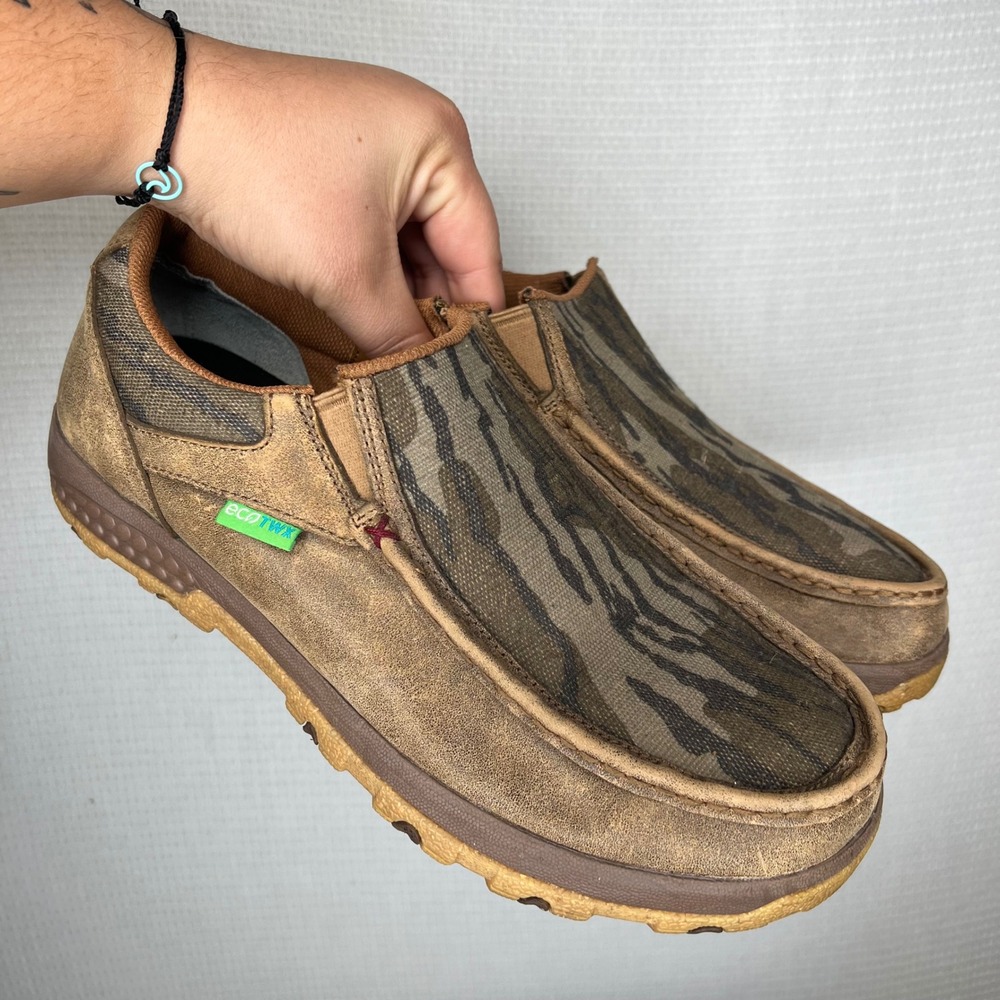 Twisted X Mens ecoTWX Camo Slip On Driving Mocs Brown MXC0008 Size 10.5 M